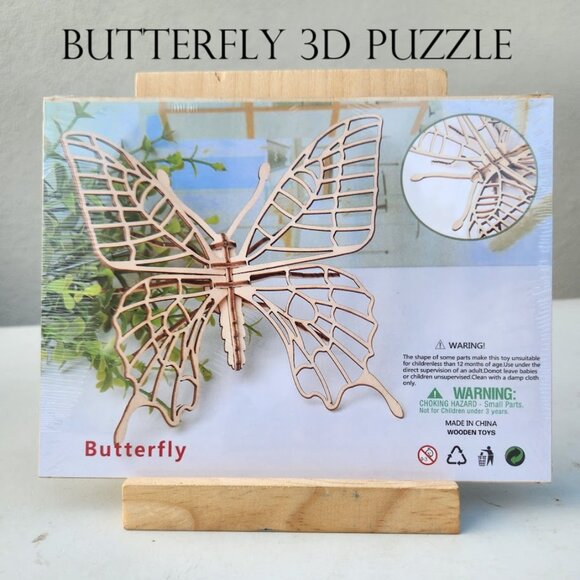 NEW 3D Wooden Butterfly Puzzle Insect Animal Model Kit STEM Crafts DIY Brain Tea - Picture 2 of 5